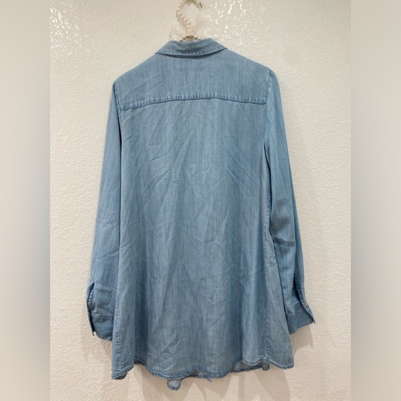 Foxcroft Cici smooth Tencel Lyocell chambray Tunic Shirt size 8 - Picture 4 of 7
